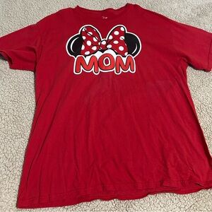 Disney Red 'Mom' Tee with Bow Design